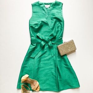 Vineyard Vines emerald green 100% silk dress